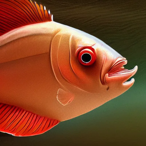 Image similar to A fish with fake eyelashes, digital art, photorealistic