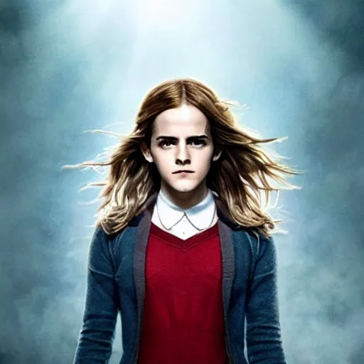 Image similar to emma watson cosplaying hermione granger at hogwarts, dramatic lighting, photorealistic, cinematic scene, super detailed, hyper realistic