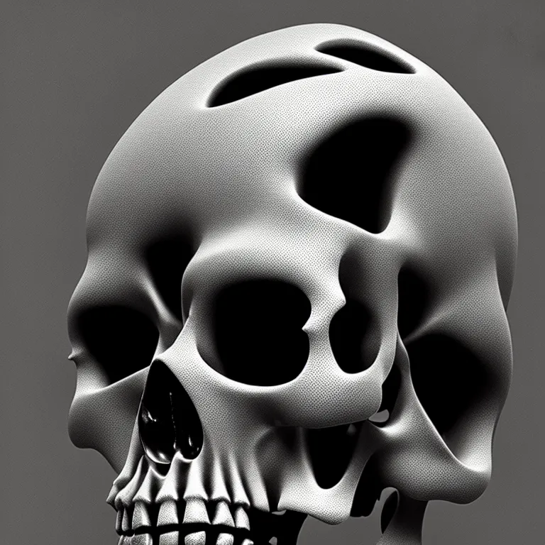 Image similar to black and white light 3D geometry, skull, matte bright highly detailed, poetic, 3D render, digital art, octane render, 8K artistic photography, photo-realistic, by Dora Maar