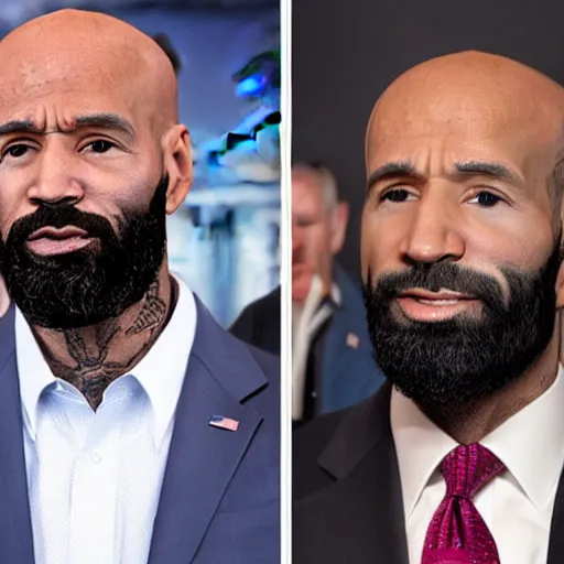 Image similar to extreme, uhdr, photorealistic, joe biden meet joe budden, fine details, highly detailed