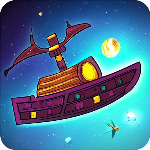 Prompt: 2d pirate space aship