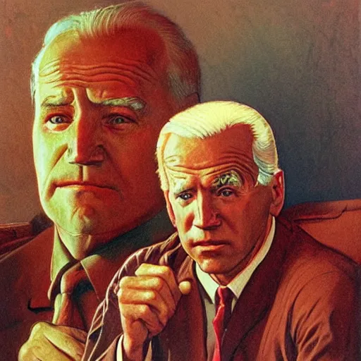 Image similar to soviet propaganda of communist peasant joe biden by j. c. leyendecker, bosch, and beksinski