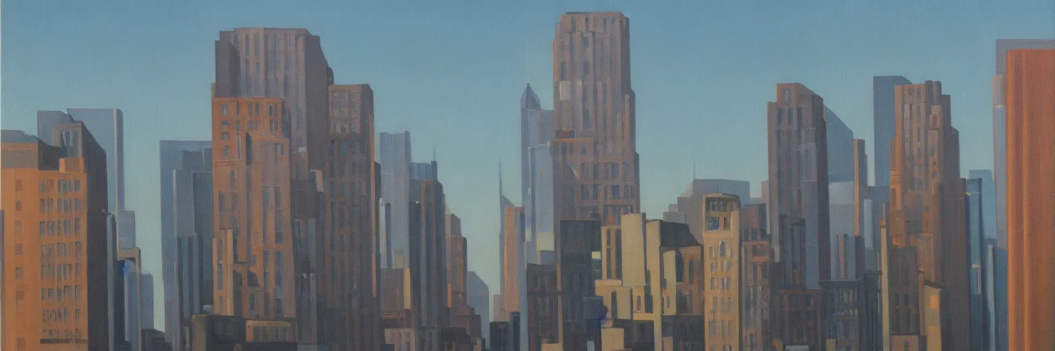 Prompt: cityscape oil painting magritte