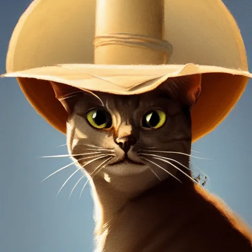 Image similar to a well designed portrait of a cat wearing a sombrero, detailed, realistic, sketch style, artstation, greg rutkowski, 8 k resolution.