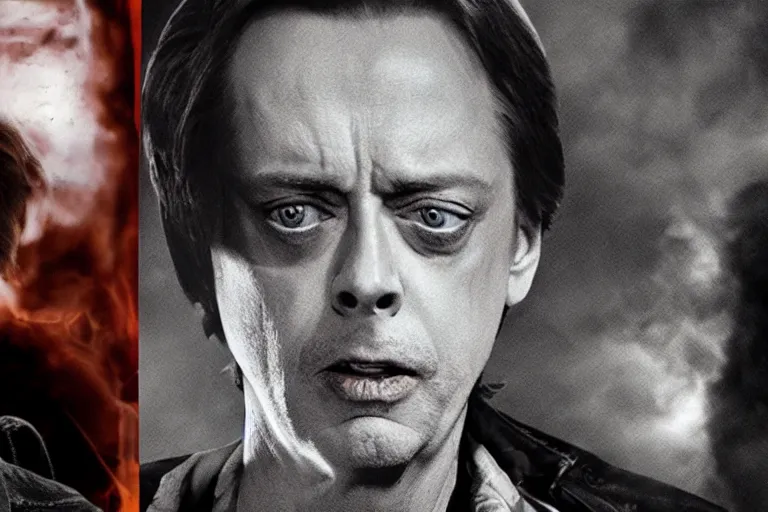 Prompt: VFX movie where Steve Buscemi plays the Terminator by James Cameron