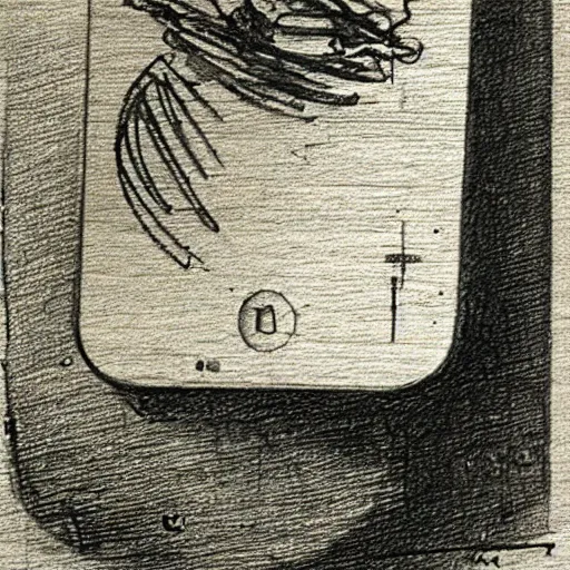 Image similar to sketch of an iphone 1 4 by leonardo da vinci