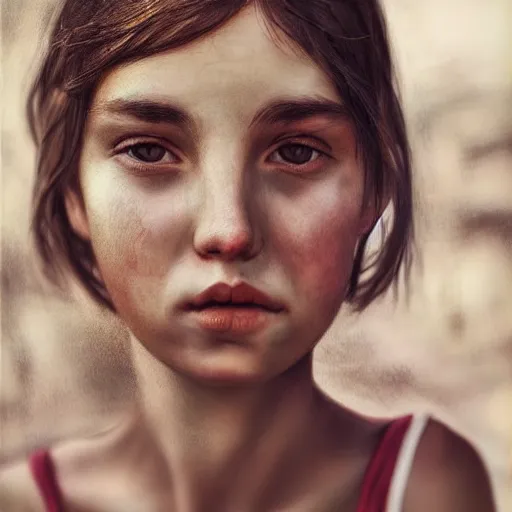 Image similar to high quality, high detail, expressive portrait by juan francisco casas, hd, beautiful faces, deep love in the eyes, photorealistic lighting