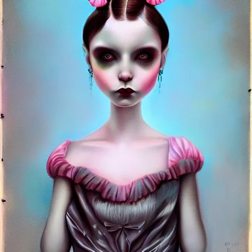 Prompt: a painting in the style of mark ryden and in the style of natalie shau and in the style of irakli nadar.