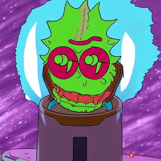 Image similar to an alien chest burster coming out of rick and morty.