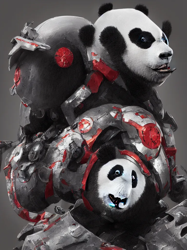 Image similar to “A detailed portrait of a giant robot panda dressed as a samurai, anime, trending on artstation, octane render, cgsociety, 4K, 8K”