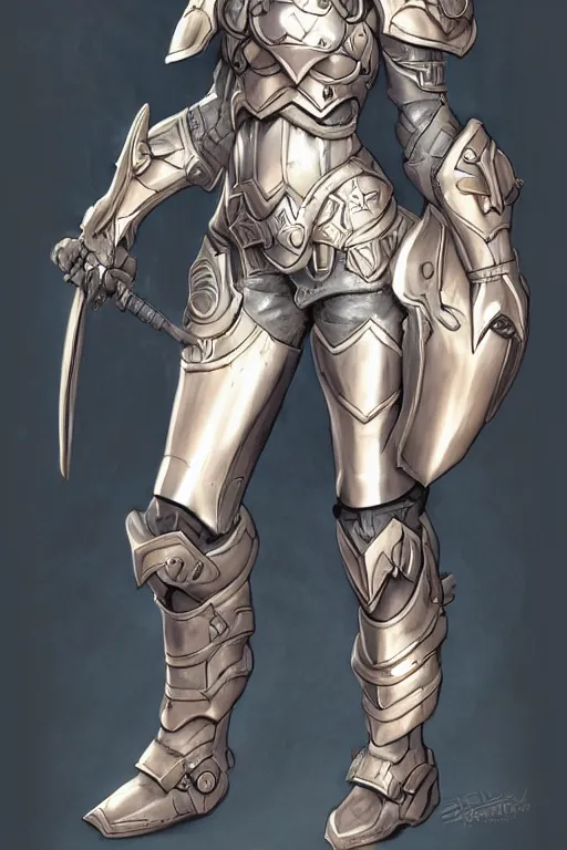 Prompt: A full body portrait of a female paladin by Shirow Miwa, concept art, very detailed, tone mapping, matte