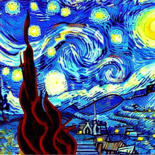 Prompt: 3 d render, skelton, waling, desert, ship, in the style of van gogh starry night.