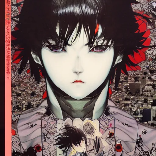 Image similar to prompt : cinematic 3 d render of persona soft light painted by takato yamamoto, mecha accessories and stickers, otaku gangasta, inspired by ghost in shell anime, smooth face feature, intricate oil painting, high detail, sharp high detail, manga and anime 1 9 8 0