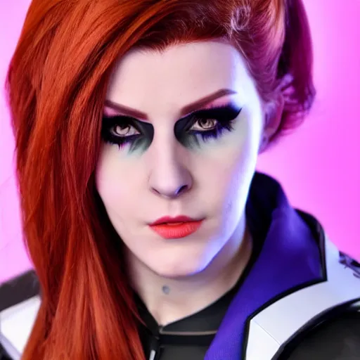 Image similar to madelyn cline as moira from overwatch, detailed, 4 k, very coherent, facial details, makeup