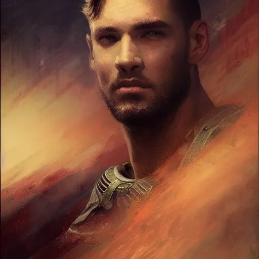 Image similar to handsome portrait of a young guy fitness posing, war hero, radiant light, caustics, volumetric plasma encircling background, by gaston bussiere, bayard wu, greg rutkowski, giger, maxim verehin