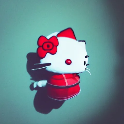 “burning flaming hello kitty plush doll falling from | Stable Diffusion ...