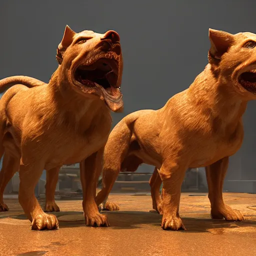 Image similar to a beautiful portrait of a cerberus intricate, epic lighting, cinematic composition, hyper realistic, 8 k resolution, unreal engine 5 8 k rendered with autodesk