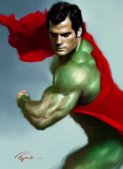 Image similar to a digital painting of Henry Cavill as a beautiful humanoid green apple wearing a red dress, muscular, by netter, style from greg rutkowski, beautiful eyes, full frame, oil painting, featured on artstation, concept art, smooth, sharp focus, illustration, very detailed, ambient lighting, unreal engine render, concept art by Atey Ghailan, by Loish, by Bryan Lee O'Malley