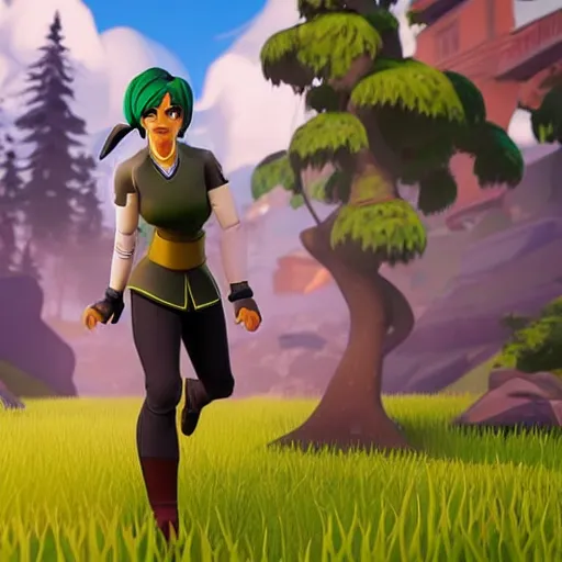 Image similar to toph beifong in fortnite, character render, full body shot, highly detailed, in game render