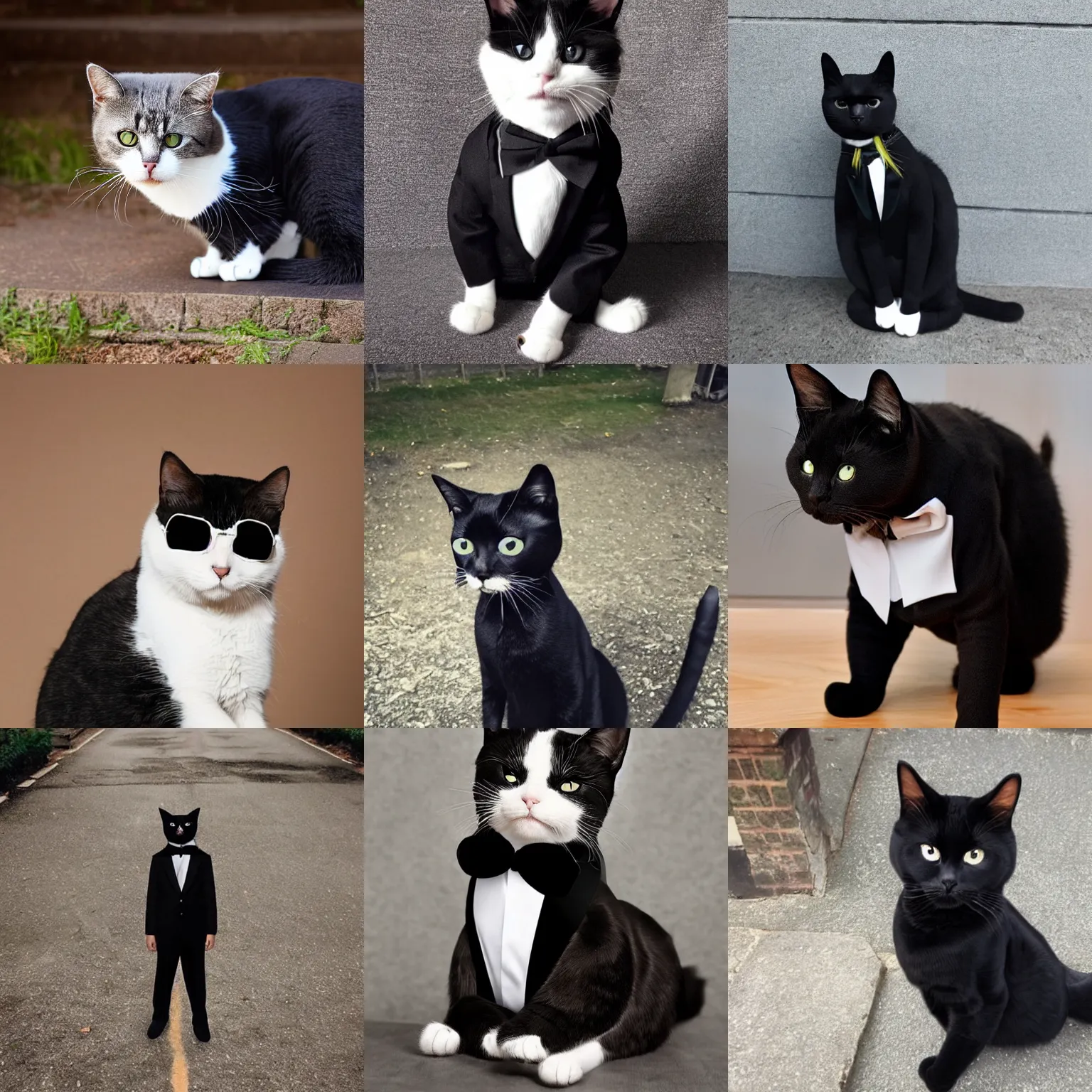 Prompt: cat wearing black suit