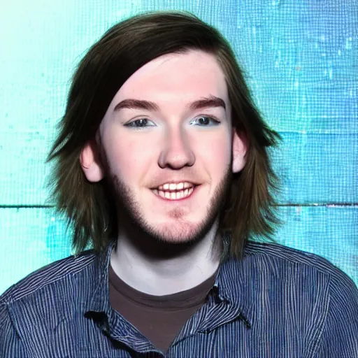 Prompt: DanTDM with long scruffy hair, photo