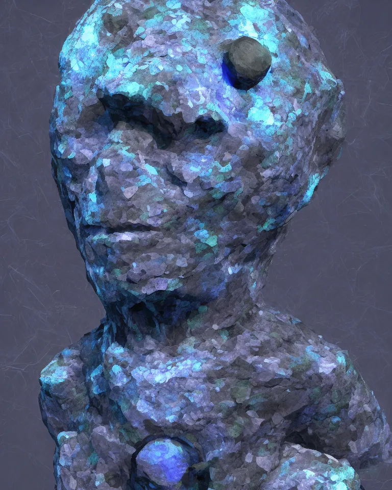 Prompt: gemstone golem portrait by adoryanti, machine. delusions, somnio 8, holosomnia, electrixbunny, weresl 0 th. rendered in discodiffusion.