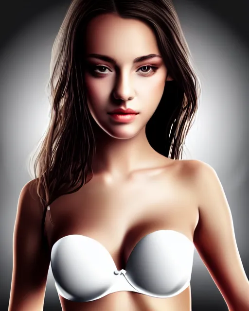 Prompt: a beautiful girl with white bra portrait, realistic shaded, unpleasant face bad looking fine details realistic, shaded lighting