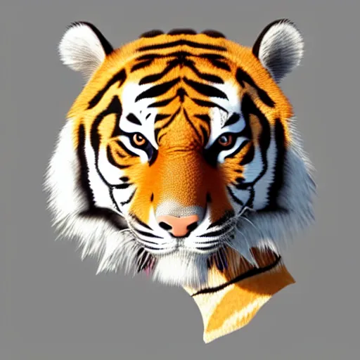 Prompt: A low polygon render of a tiger, on a white background, isometric 3d,