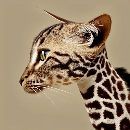 Image similar to cat giraffe hybrid, rare photograph