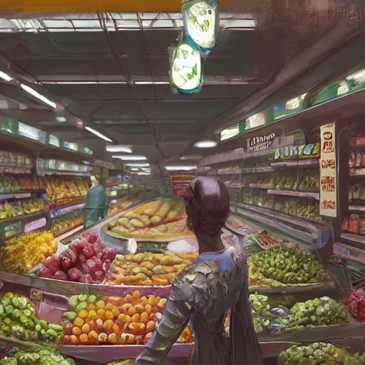 Prompt: digital painting of a super market grocery shopping elegant but deadly cat snake, cat snake serpent cat hybrid monster, by Greg Rutkowski, magic the gathering concept art, trending on artstation, 4k resolution, ((in a super market Costco))