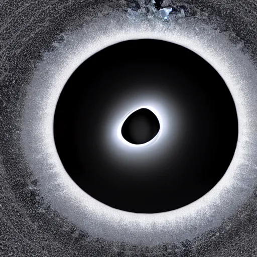 Image similar to rotating black hole distorting the fabric of space - time, seen through a doorway