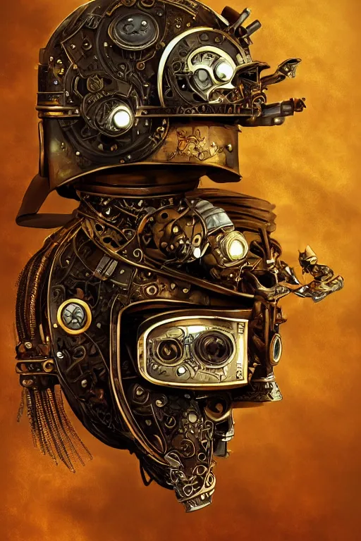 Image similar to steampunk helmet fantasy art mask robot ninja stylized digital illustration sharp focus, elegant intricate digital painting artstation concept art global illumination ray tracing advanced technology chaykin howard and campionpascale and cooke darwyn and davis jack