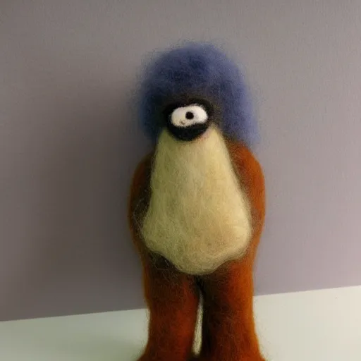 Image similar to a needle felted bigfoot, needle felting art.