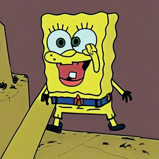 Prompt: spongebob in the blair witch, movie stil, photorealistic, extreme detail