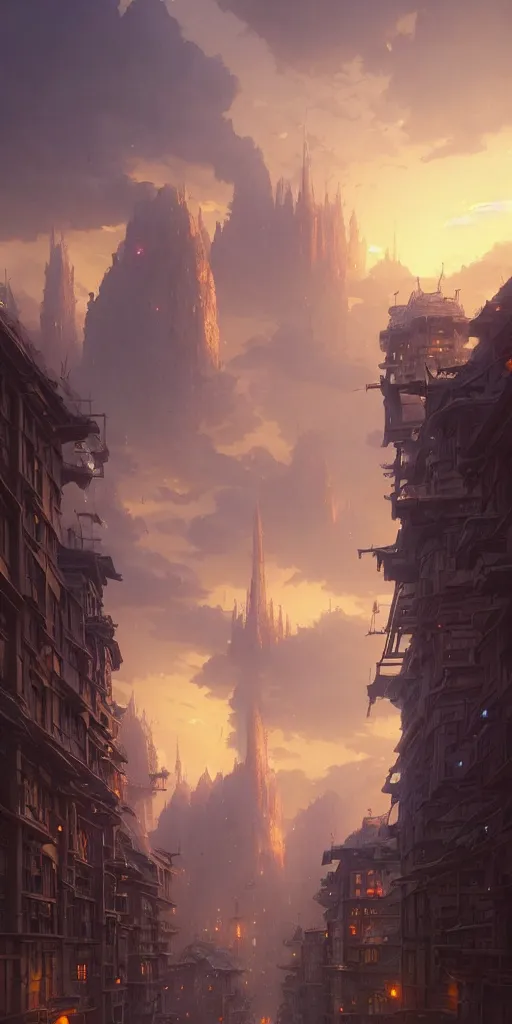 Prompt: a city built on a giant 🪜, unreal engine, fantasy art by greg rutkowski, loish, rhads, ferdinand knab, makoto shinkai and lois van baarle, ilya kuvshinov, rossdraws, tom bagshaw, global illumination, soft light, detailed and intricate environment