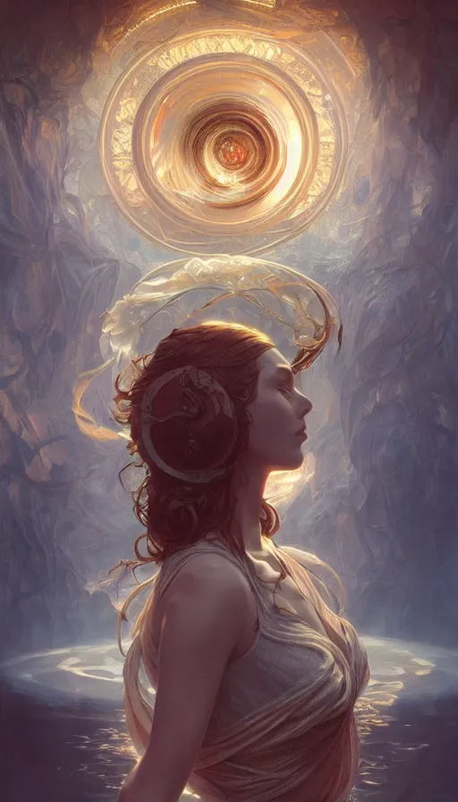 Image similar to the meaning of life, fibonacci, sweat drops, insane, intricate, highly detailed, digital painting, artstation, concept art, smooth, sharp focus, illustration, Unreal Engine 5, 8K, art by artgerm and greg rutkowski and alphonse mucha