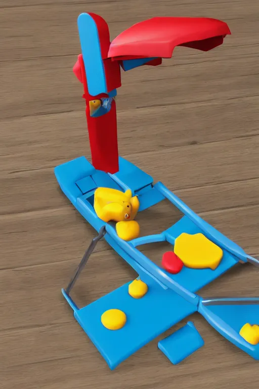 Image similar to A Fisher-Price guillotine toy, unreal engine 5 render, guillotine
