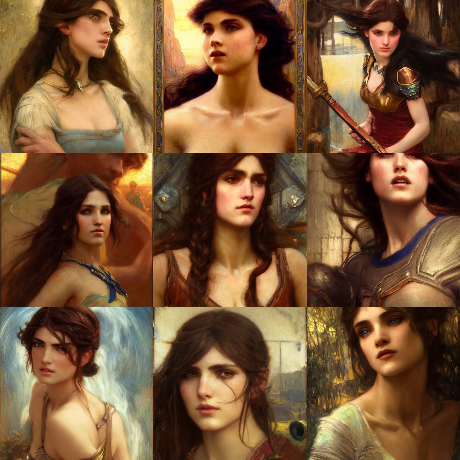 Prompt: fantasy video game hero portrait by john william waterhouse and Edwin Longsden Long and Theodore Ralli and gaston bussiere. Cinematic, hyper realism, dramatic lighting, high detail 8k