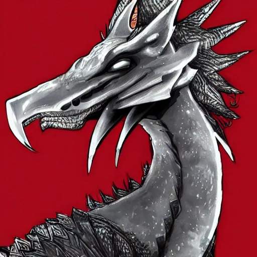 Image similar to noble anthropomorphic silver dragon, headshot profile picture, cute ears, male, commission on furaffinity, high quality illustration, smooth scales