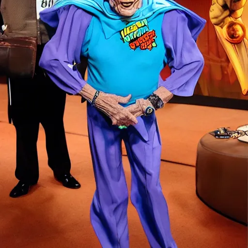 Image similar to larry - king dressed like skeletor comic - book drawing from mad - magazine