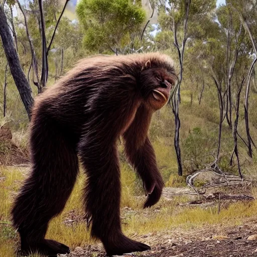 Image similar to National Geographic photo of Sasquatch in the Australian bush