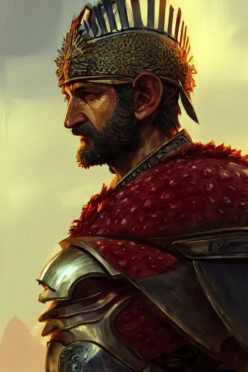 Image similar to a watermelon armor gerard butler as a greek king, greek, intricate, headshot, key visual, conceptart, ambient lighting, highly detailed, digital painting, artstation, concept art, sharp focus, by makoto shinkai and akihiko yoshida and greg manchess