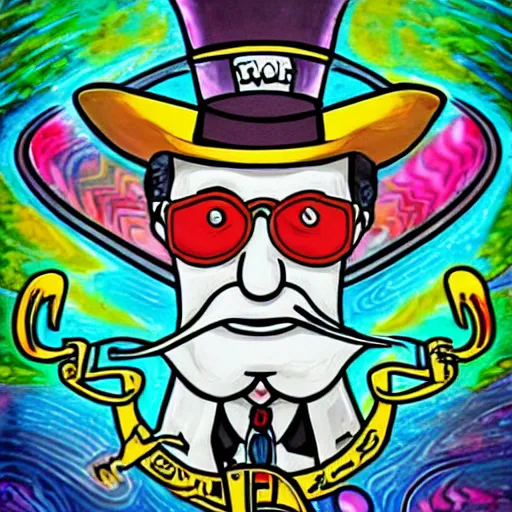 Image similar to the monopoly man dmt psychedelic art