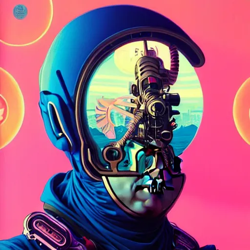 Image similar to high quality high detail portrait of a diesel punk in an alien world,, tristan eaton, victo ngai, artgerm, rhads, ross draws, hyperrealism, intricate detailed, alphonse mucha, 8 k, sci - fi, pastel colors, artstation,