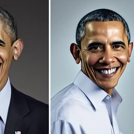 Image similar to A portrait Obama teams up with a teenage Obama, perfect faces, 50 mm, award winning photography