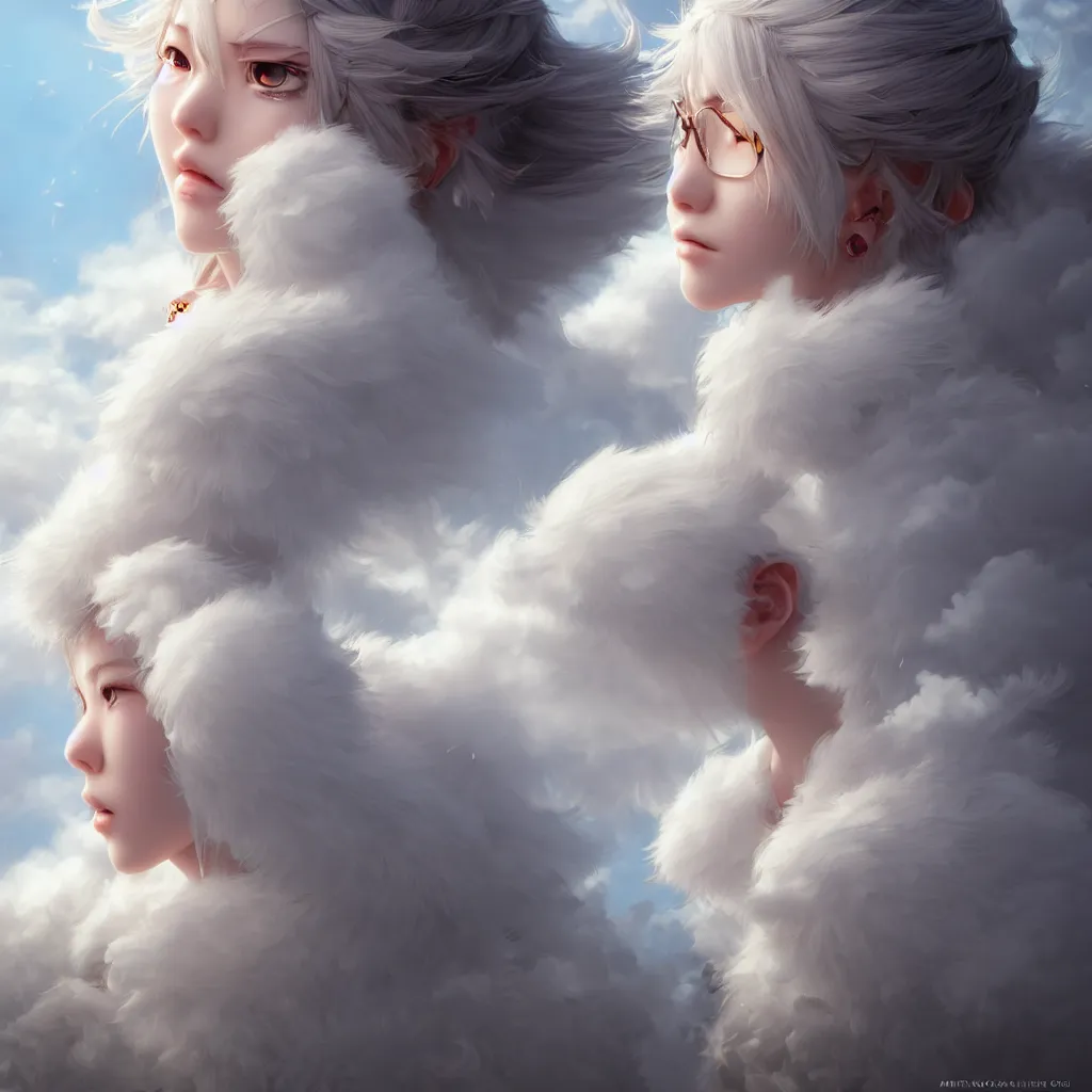 Image similar to white fluffy cloud, realistic 4 k octane cycles beautifully detailed render, 4 k, deep focus, intricate, elegant, highly detailed, photorealistic rendering, sharp focus, illustration, hearthstone, art by artgerm, hayao miyazaki