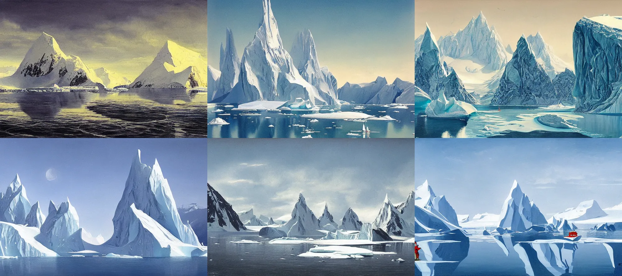 Prompt: Antarctic Peninsula in the style of Dr. Seuss, starships, painting by Raphael Lacoste