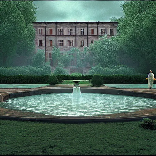 Image similar to hyperrealism photography computer simulation visualisation of parallel dark universe detailed old bath in the detailed ukrainian village garden in dramatic scene from movie the big lebowski ( 1 9 9 8 ) by taras shevchenko and alejandro jodorowsky and andrei tarkovsky