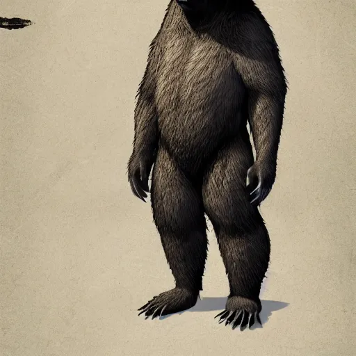 Image similar to an anthropomorphic undead bear creature standing menacingly, highly detailed digital art