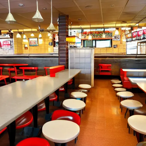 Prompt: wafflehouse interior